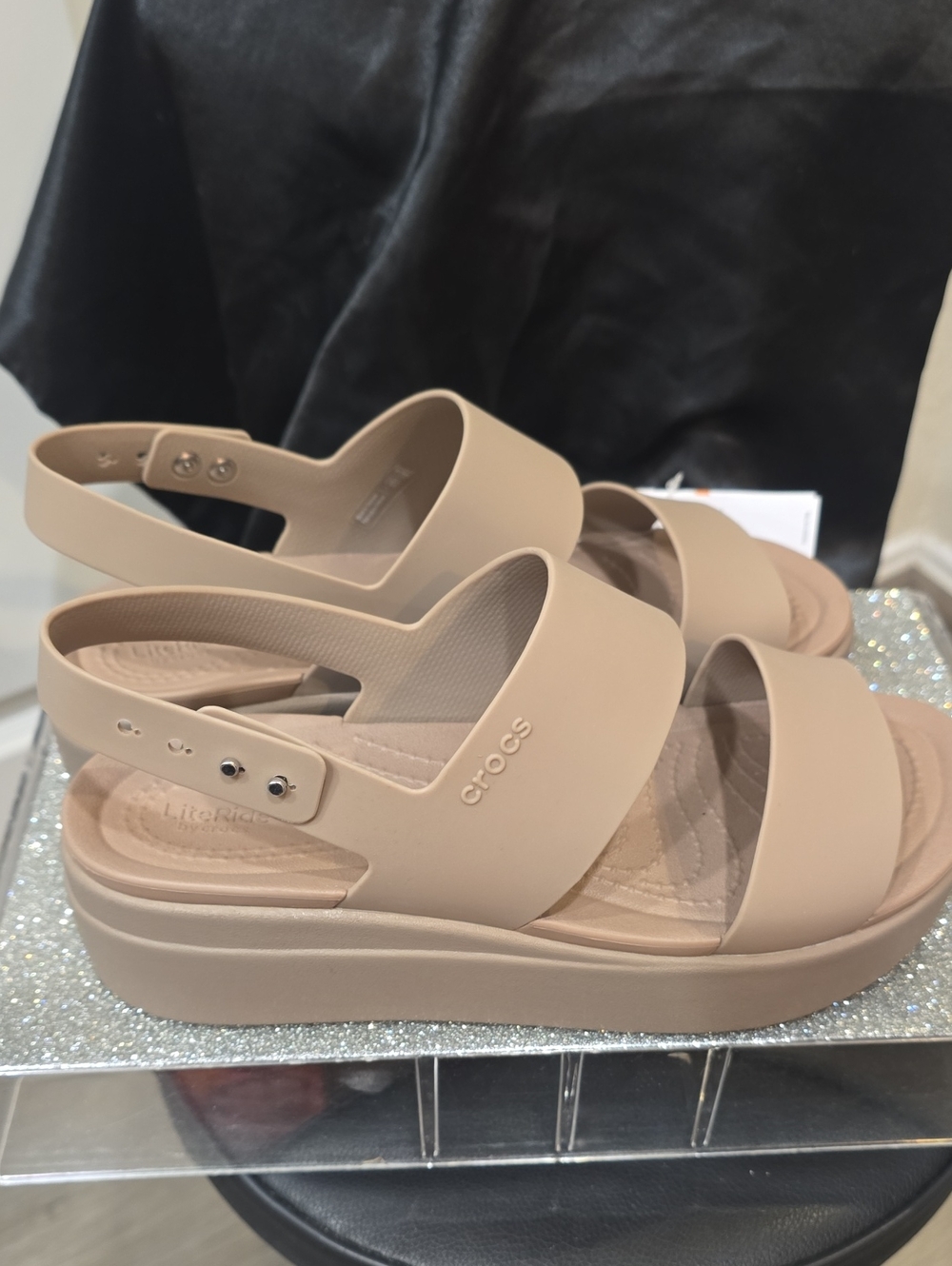 CROCS Brooklyn Platform Wedge Sandal- Latte - Picture 10 of 11